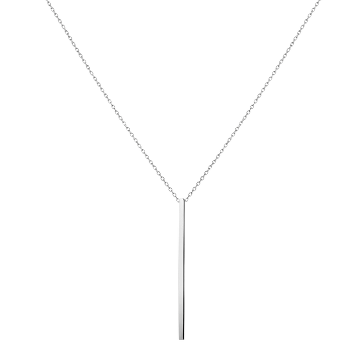 Long Gold Bar Drop Necklace Sterling Silver White Gold Vermeil 14k White Gold 18k White Gold     Front First