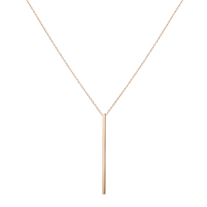 Long Gold Bar Drop Necklace Yellow Gold Vermeil 14k Yellow Gold 18k Yellow Gold     Front First