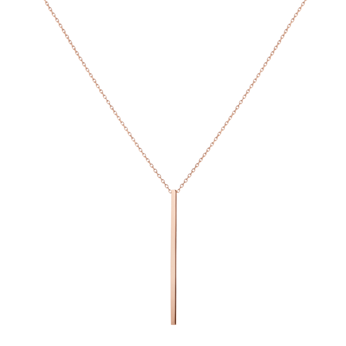 Long Gold Bar Drop Necklace Rose Gold Vermeil 14k Rose Gold 18k Rose Gold     Front First