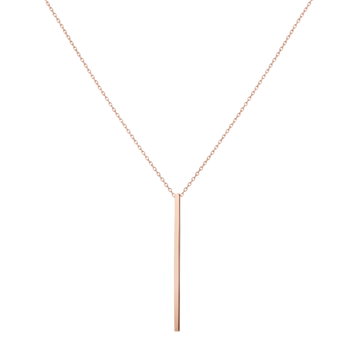 Long Gold Bar Drop Necklace Rose Gold Vermeil 14k Rose Gold 18k Rose Gold     Front First