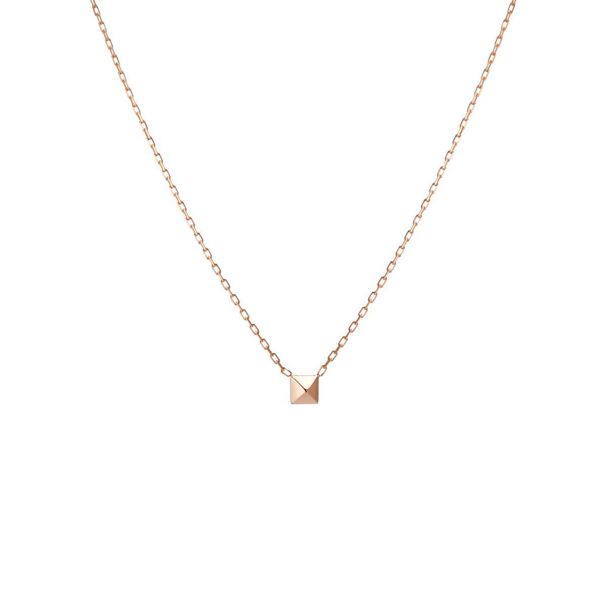 Mini Charm Pyramid Necklace 14k Rose Gold 18k Rose Gold     Front First