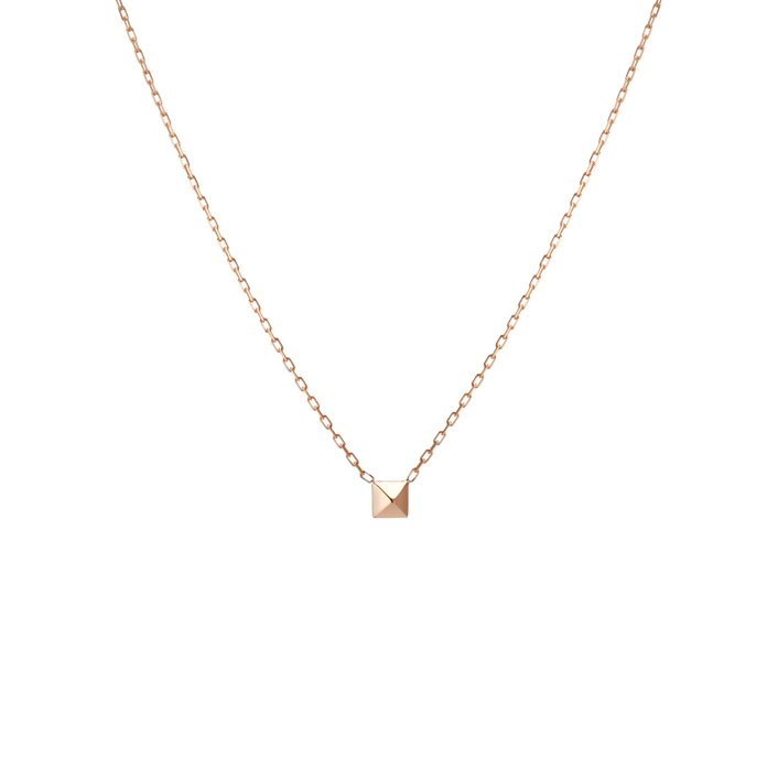 Mini Charm Pyramid Necklace 14k Rose Gold 18k Rose Gold     Front First