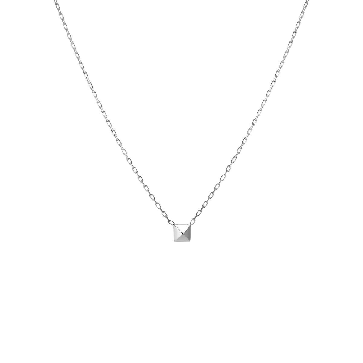 Mini Charm Pyramid Necklace Sterling Silver White Gold Vermeil 14k White Gold 18k White Gold     Front First