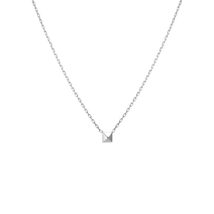 Mini Charm Pyramid Necklace Sterling Silver White Gold Vermeil 14k White Gold 18k White Gold     Front First