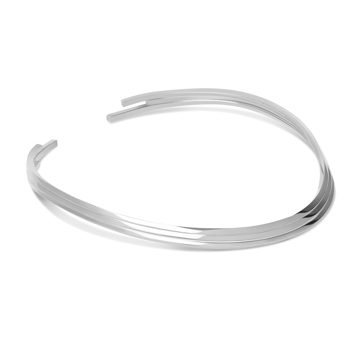 Tribar Collar Sterling Silver White Gold Vermeil 14k White Gold 18k White Gold Laid down