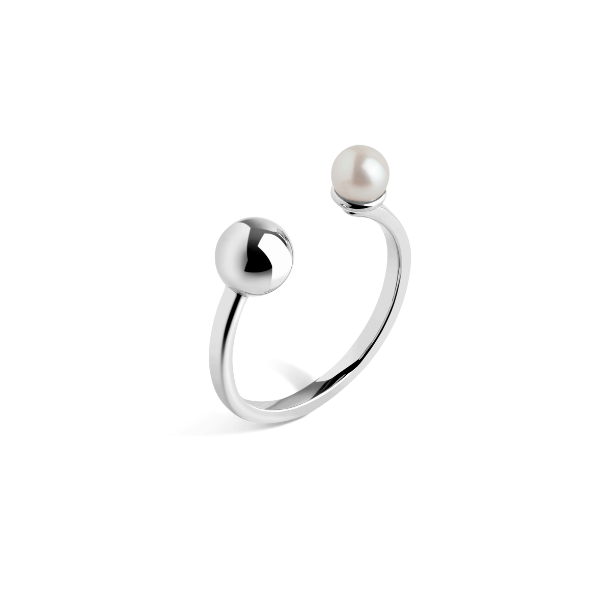 Asymmetric Pearl Ring Sterling Silver White Gold Vermeil 14k White Gold 18k White Gold Half Side
