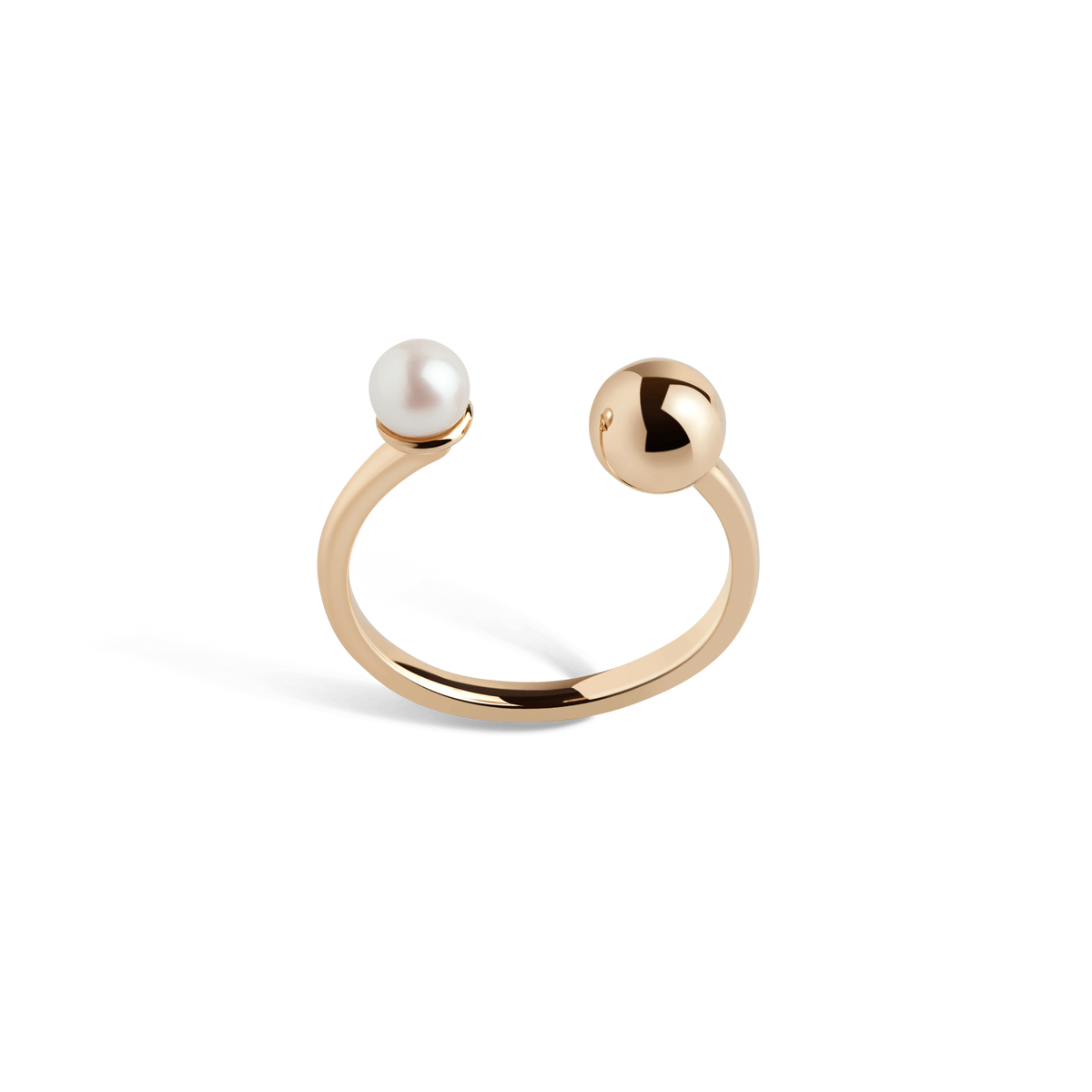 Asymmetric Pearl Ring Yellow Gold Vermeil 14k Yellow Gold 18k Yellow Gold     Front First