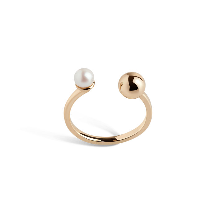 Asymmetric Pearl Ring Yellow Gold Vermeil 14k Yellow Gold 18k Yellow Gold     Front First