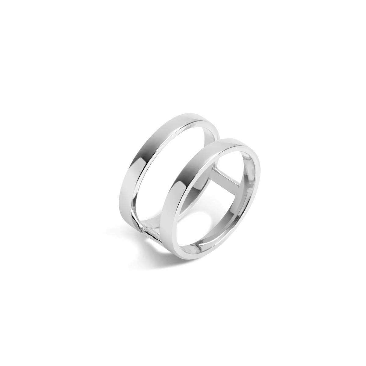 Bridge Ring Sterling Silver White Gold Vermeil 14k White Gold 18k White Gold Laid down   Front First
