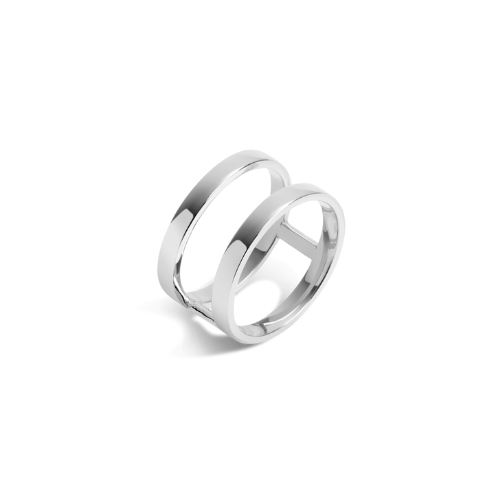 Bridge Ring Sterling Silver White Gold Vermeil 14k White Gold 18k White Gold Laid down   Front First