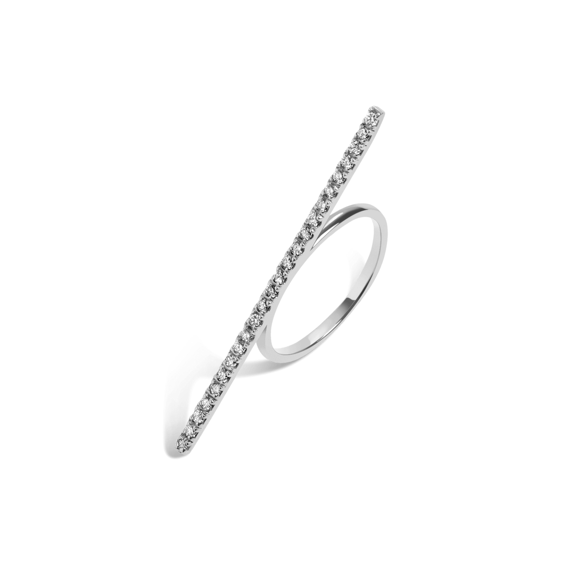 Diamond Bar Ring  Sterling Silver White Gold Vermeil 14k White Gold 18k White Gold White Diamonds     Front First