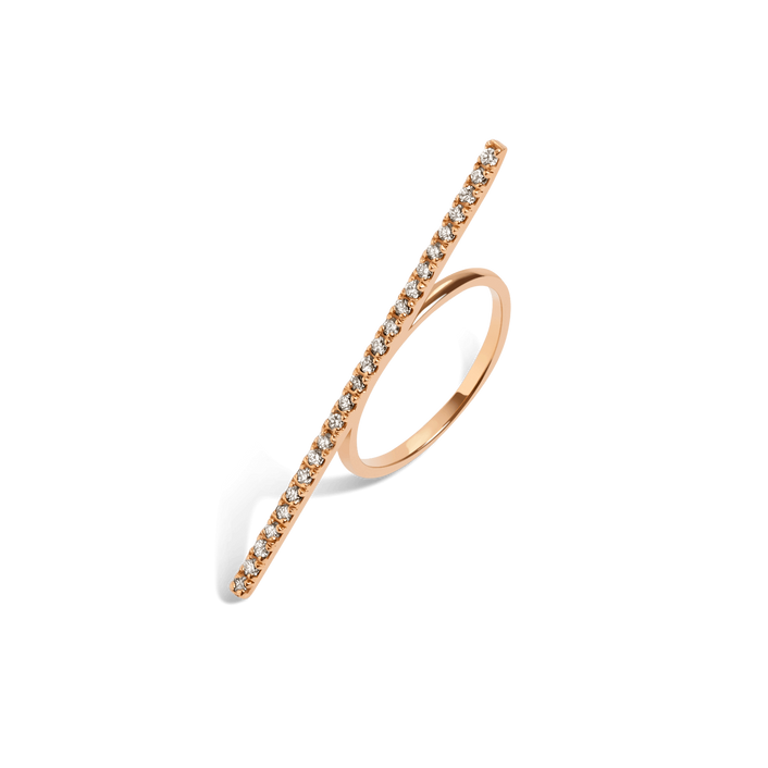 Diamond Bar Ring  Rose Gold Vermeil 14k Rose Gold 18k Rose Gold White Diamonds     Front First
