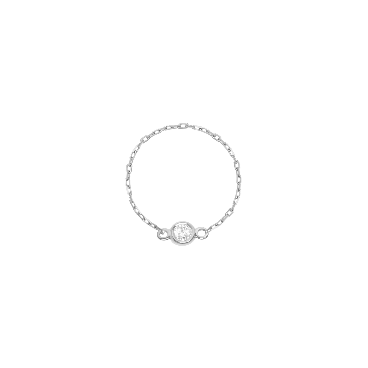 Diamond Bezel Ring Sterling Silver White Gold Vermeil 14k White Gold 18k White Gold White Diamonds Front First Small (3-5) Medium (6-7) Large (8+)