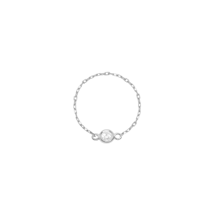 Diamond Bezel Ring Sterling Silver White Gold Vermeil 14k White Gold 18k White Gold White Diamonds Front First Small (3-5) Medium (6-7) Large (8+)