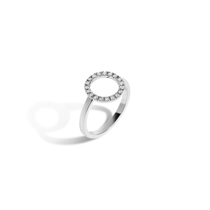 Diamond Circle Ring  Sterling Silver White Gold Vermeil 14k White Gold 18k White Gold White Diamonds Half Side   Front First