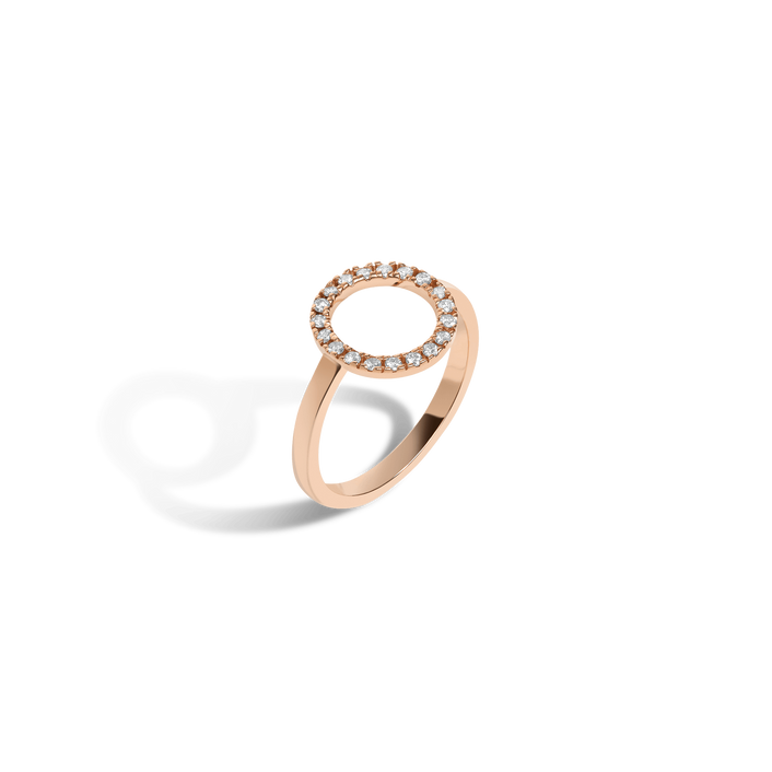 Diamond Circle Ring  Rose Gold Vermeil 14k Rose Gold 18k Rose Gold White Diamonds Half Side    Front First