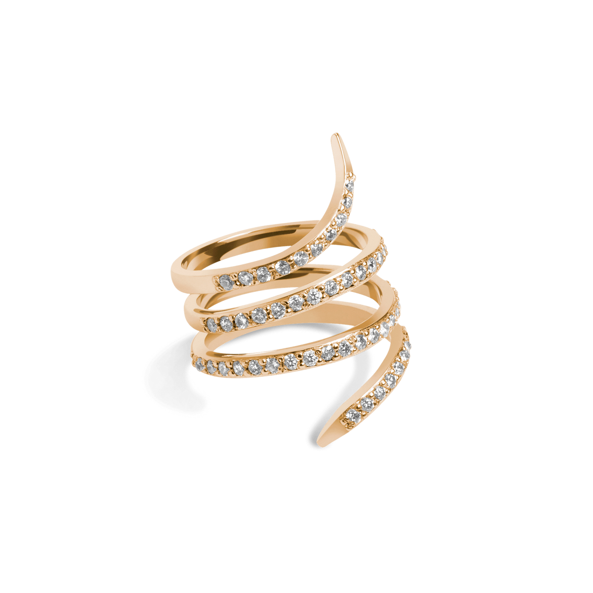 Diamond Snake Ring  Yellow Gold Vermeil 14k Yellow Gold 18k Yellow Gold White Diamonds Half Side