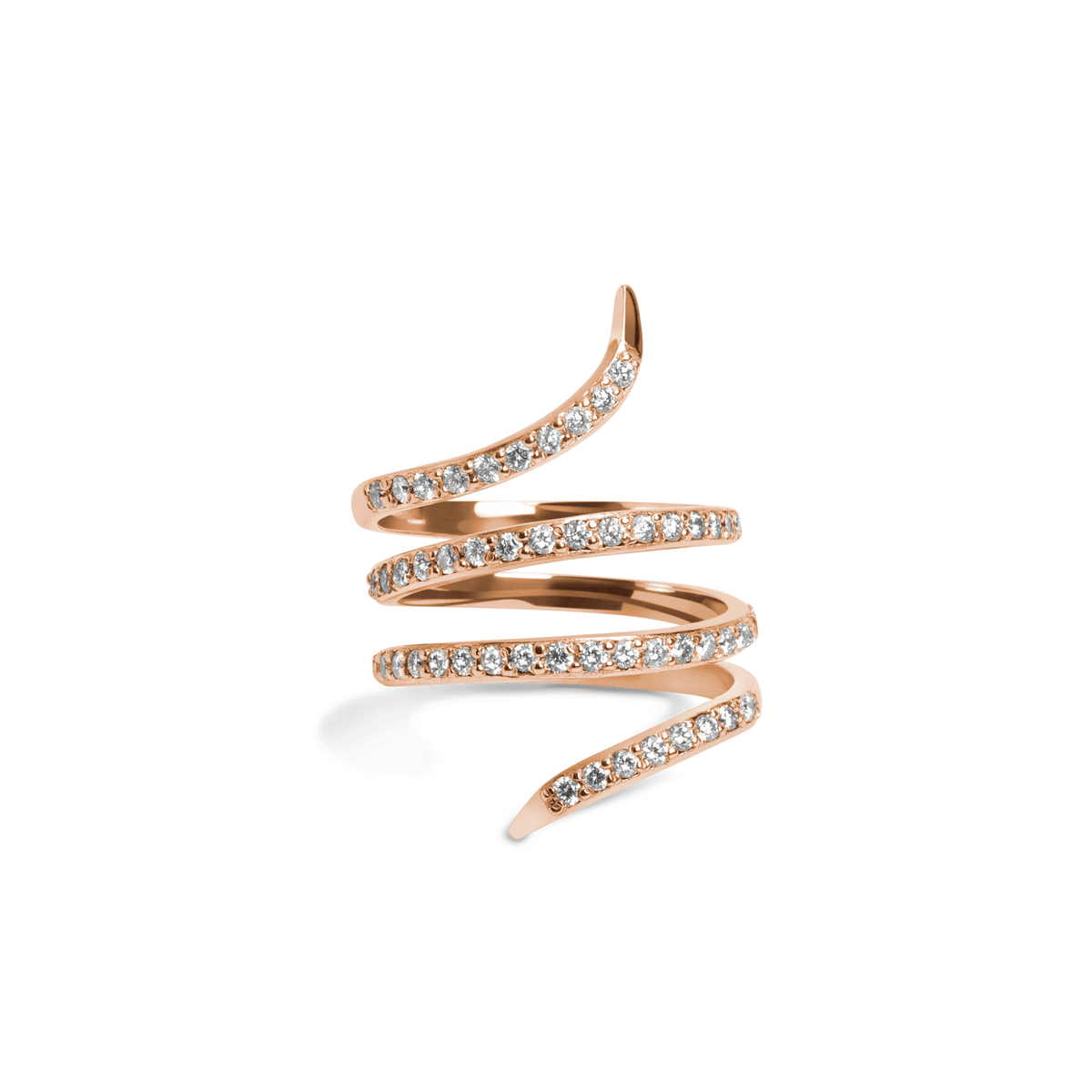 Diamond Snake Ring  Rose Gold Vermeil 14k Rose Gold 18k Rose Gold White Diamonds    Front First