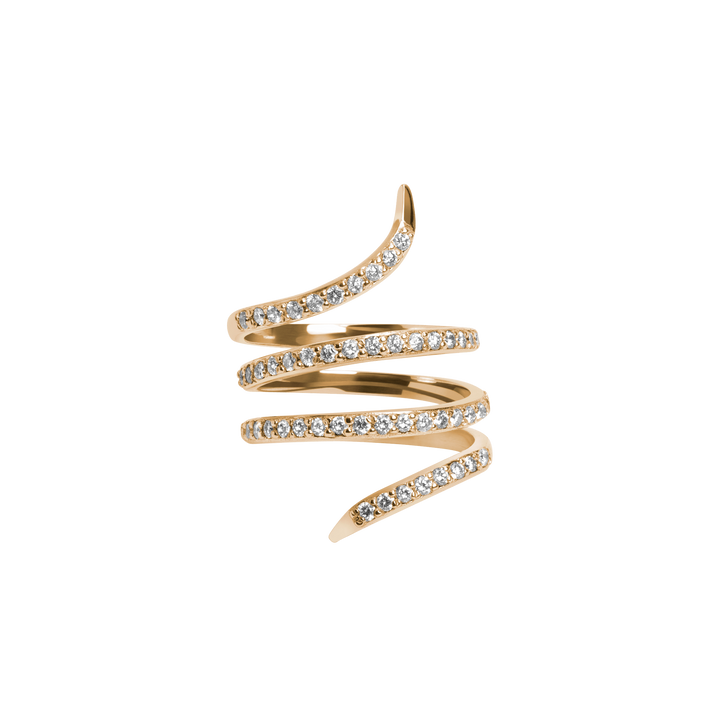 Diamond Snake Ring  Yellow Gold Vermeil 14k Yellow Gold 18k Yellow Gold White Diamonds    Front First