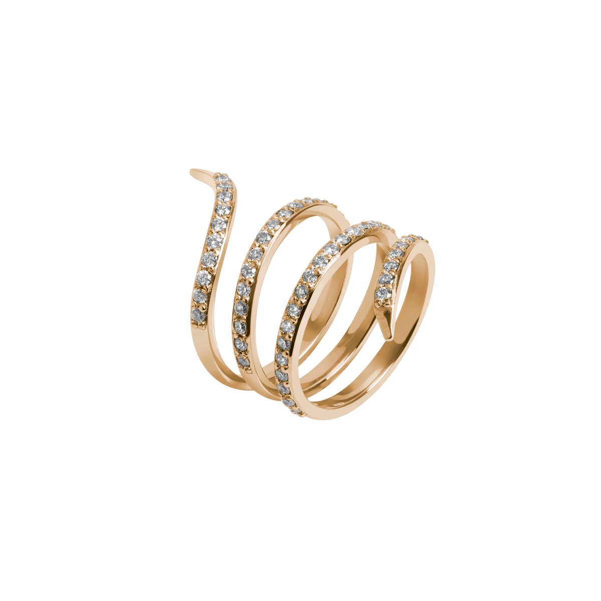 Diamond Snake Ring  Yellow Gold Vermeil 14k Yellow Gold 18k Yellow Gold White Diamonds Laid down