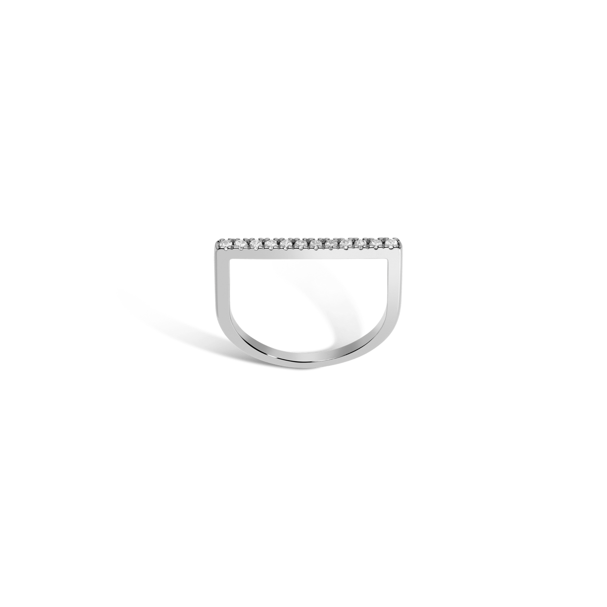 Diamond Bar Square Ring  Sterling Silver White Gold Vermeil 14k White Gold 18k White Gold White Diamonds    Front First