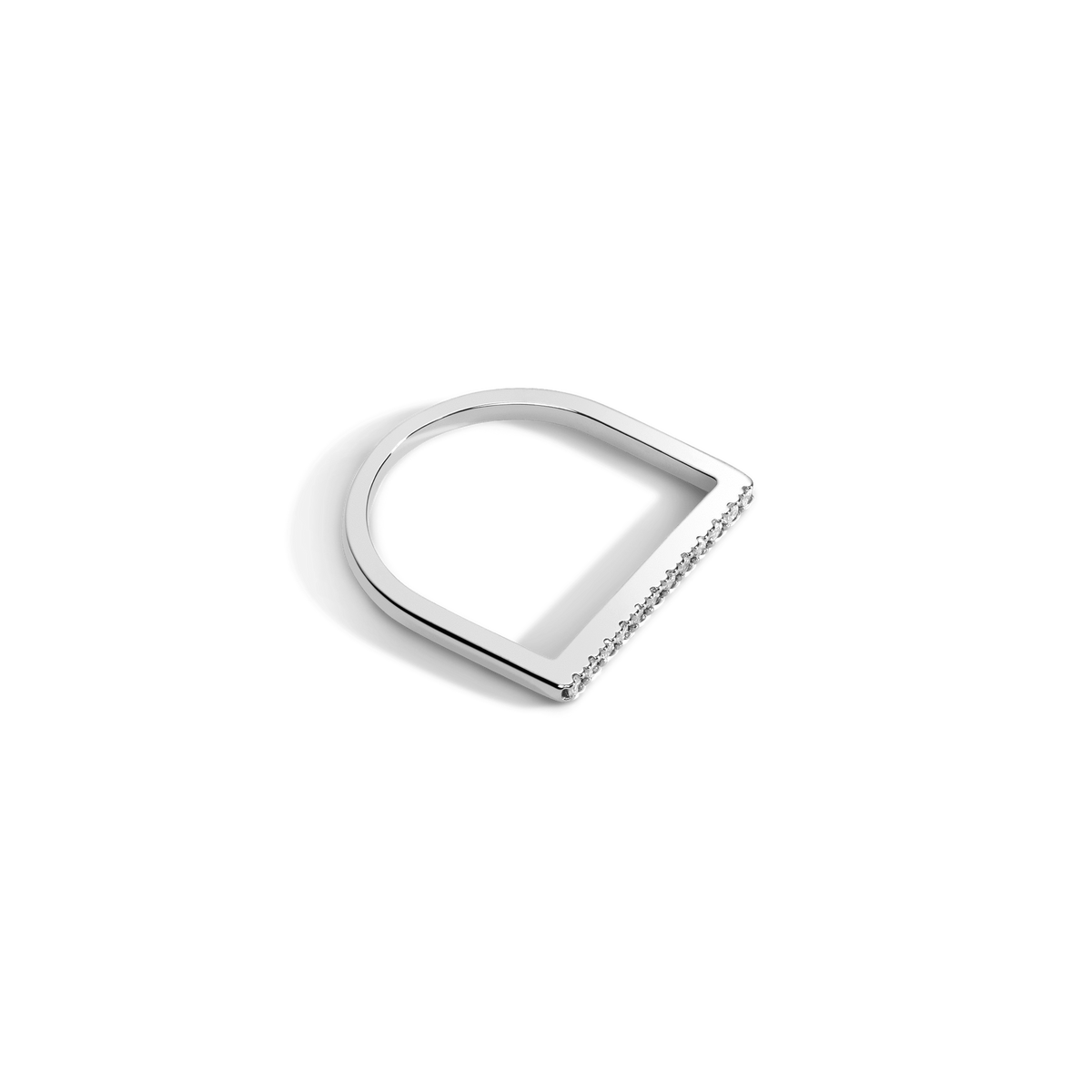 Diamond Bar Square Ring  Sterling Silver White Gold Vermeil 14k White Gold 18k White Gold White Diamonds Laid down