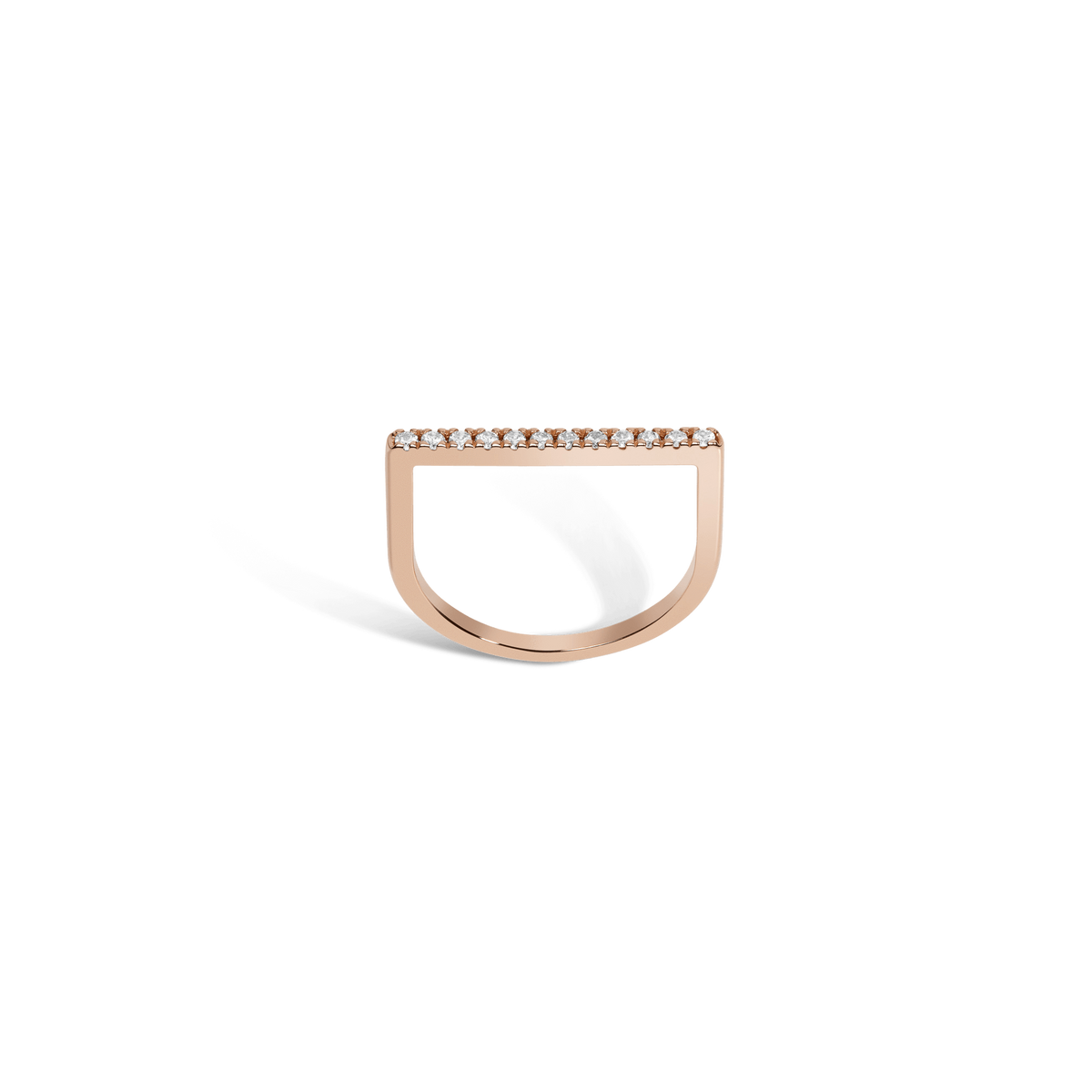 Diamond Bar Square Ring  Rose Gold Vermeil 14k Rose Gold 18k Rose Gold White Diamonds First
