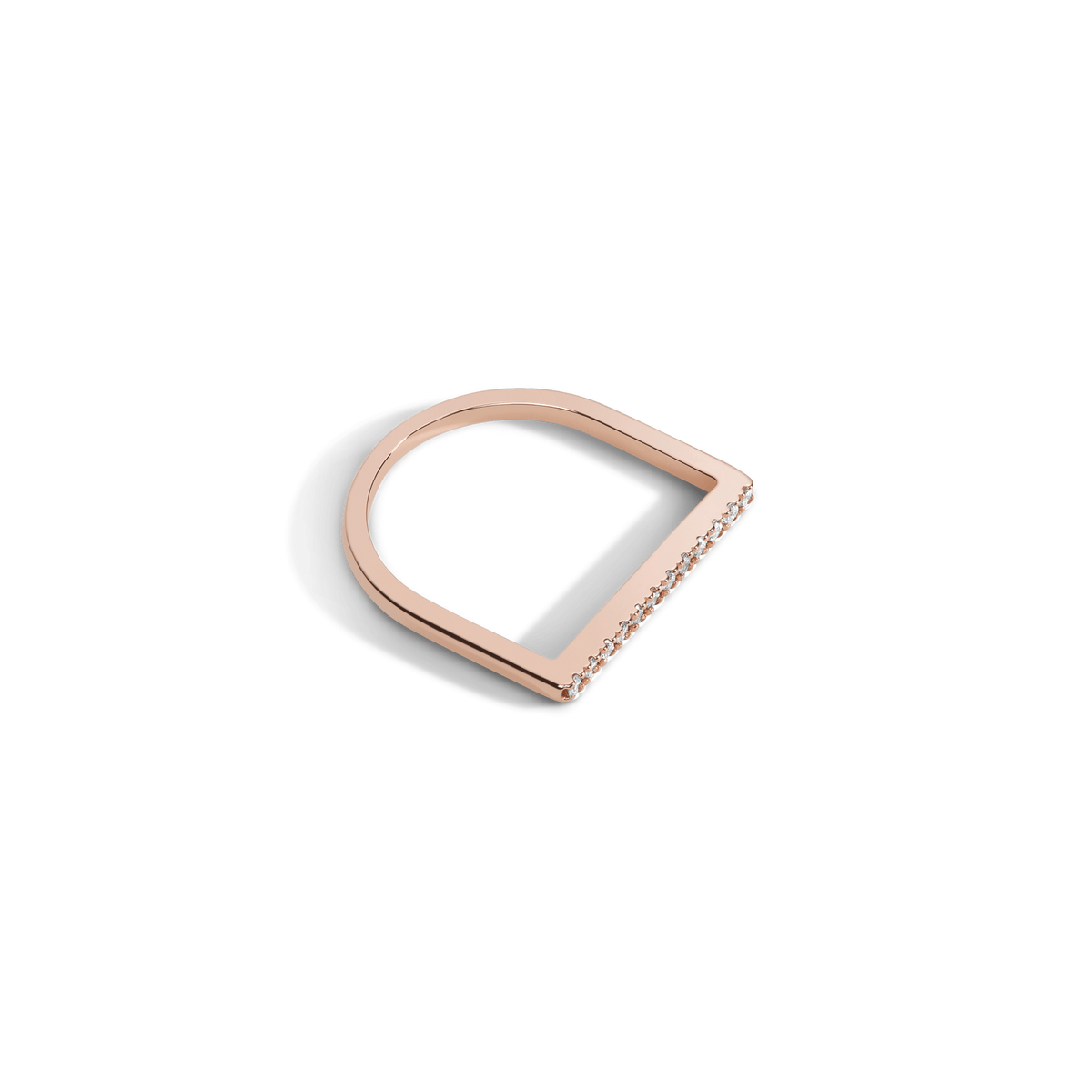 Diamond Bar Square Ring  Rose Gold Vermeil 14k Rose Gold 18k Rose Gold White Diamonds Laid down