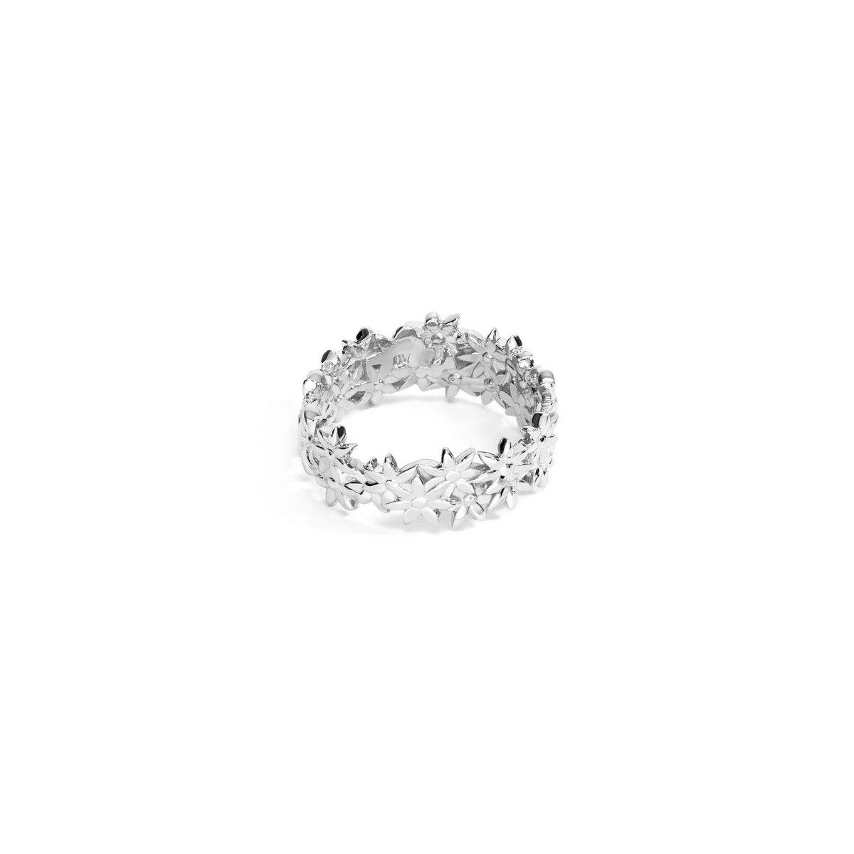 Flower Ring Closed Sterling Silver White Gold Vermeil 14k White Gold 18k White Gold Laid down