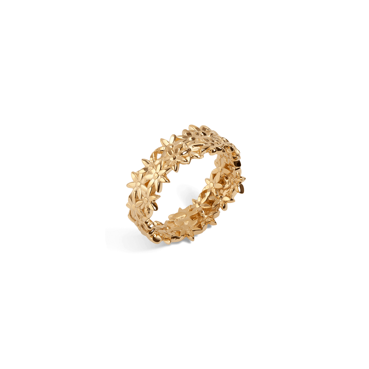 Flower Ring Closed Yellow Gold Vermeil 14k Yellow Gold 18k Yellow Gold Half Side     Front First