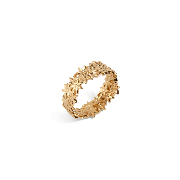 Flower Ring Closed Yellow Gold Vermeil 14k Yellow Gold 18k Yellow Gold Half Side     Front First