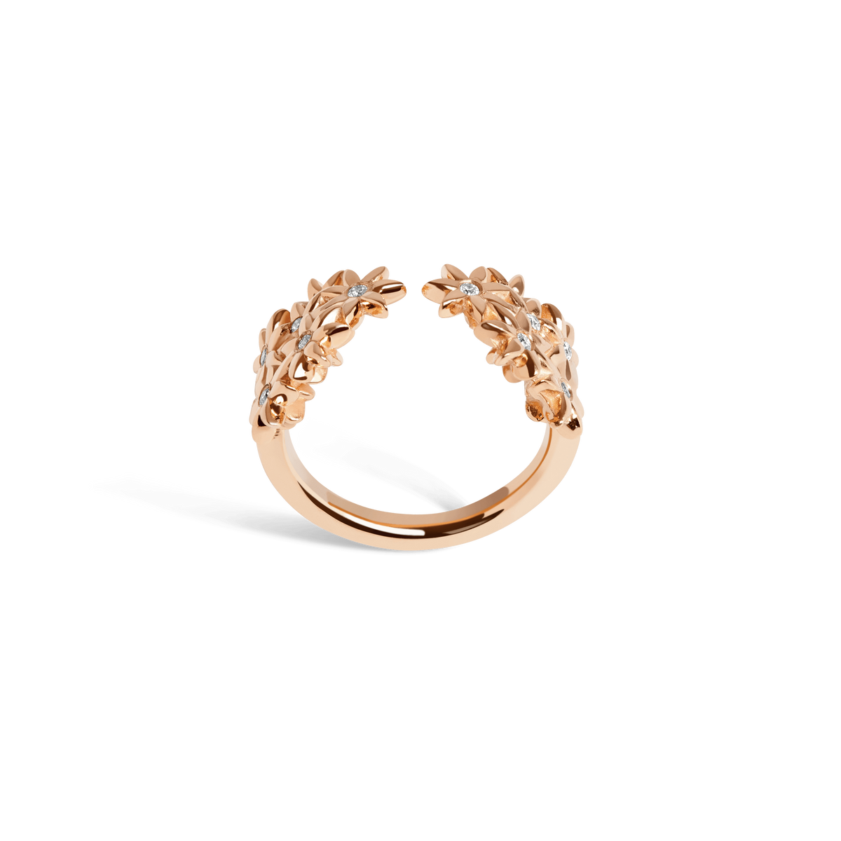 Flower Ring Open with Diamonds Rose Gold Vermeil 14k Rose Gold 18k Rose Gold White Diamonds