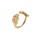 Flower Ring Open with White Diamonds