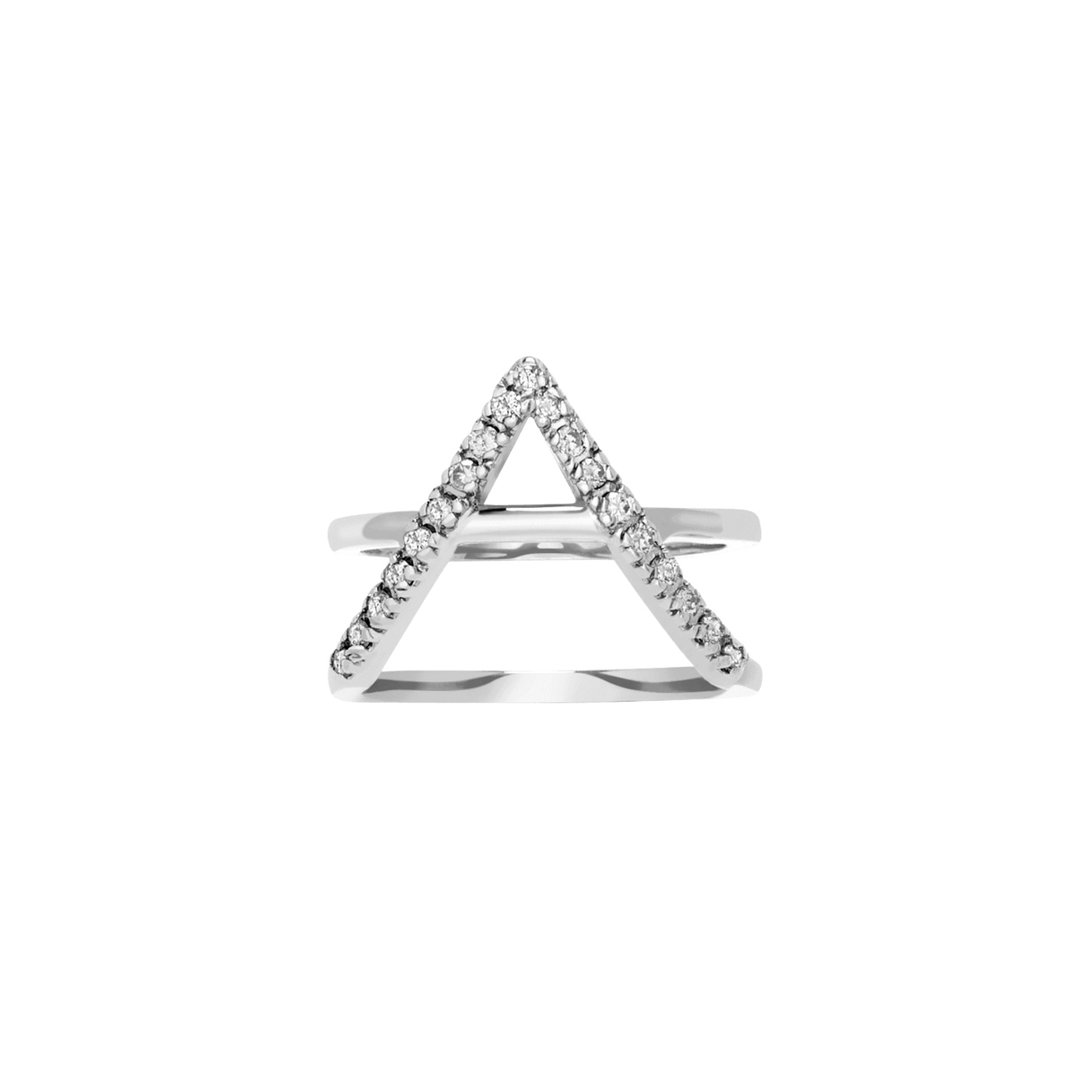 Icon Ring  Sterling Silver White Gold Vermeil 14k White Gold 18k White Gold White Diamonds Laid down   Front First