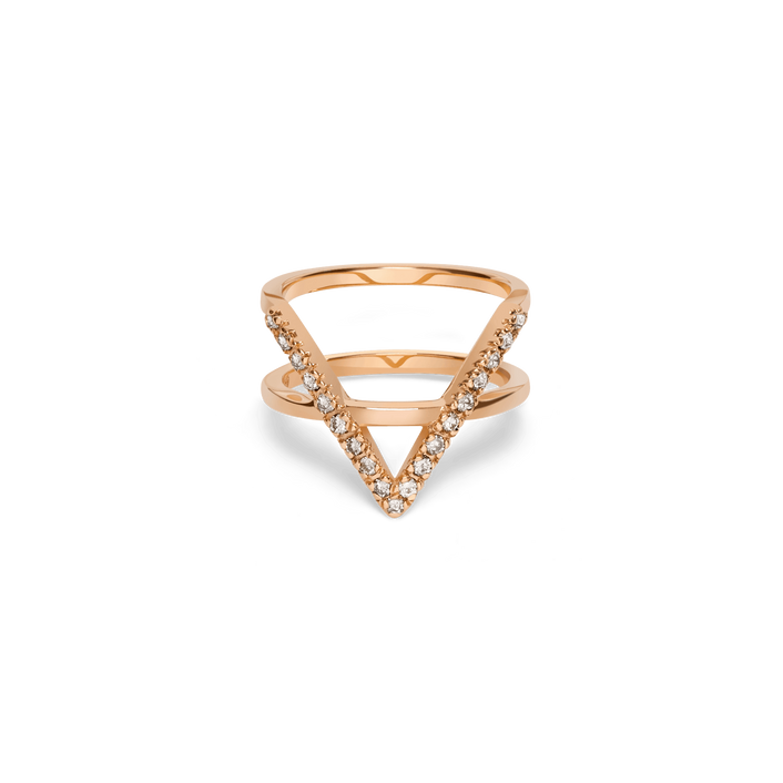 Icon Ring  Rose Gold Vermeil 14k Rose Gold 18k Rose Gold White Diamonds    Front First