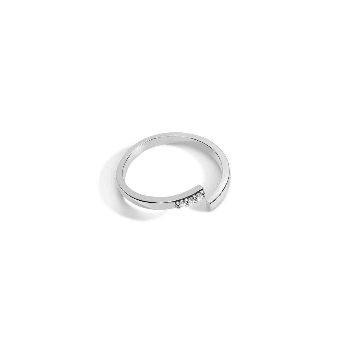 Mini Wraparound Ring  Sterling Silver White Gold Vermeil 14k White Gold 18k White Gold White Diamonds Laid down