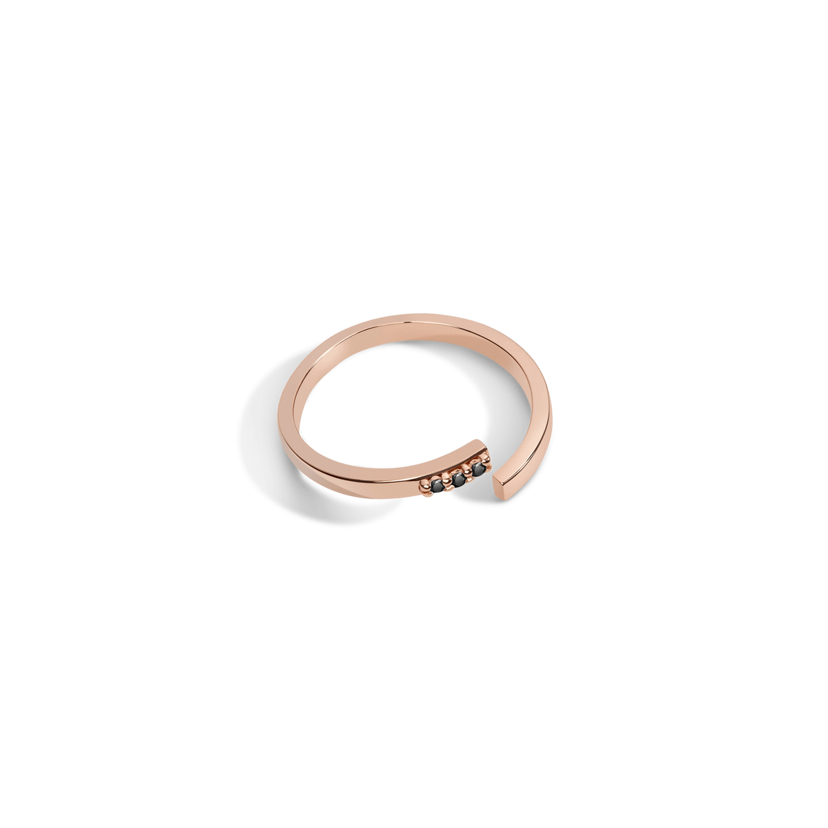 Mini Wraparound Ring  Rose Gold Vermeil 14k Rose Gold 18k Rose Gold Black Diamonds Laid down