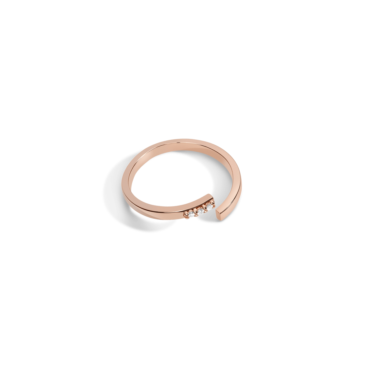 Mini Wraparound Ring  Rose Gold Vermeil 14k Rose Gold 18k Rose Gold White Diamonds Laid down