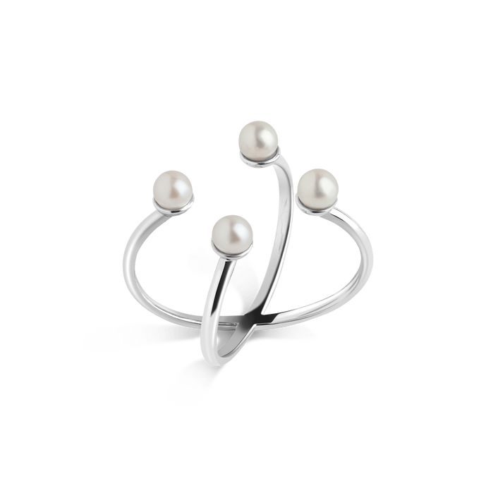 Quadripearl Ring Sterling Silver White Gold Vermeil 14k White Gold 18k White Gold Half Side First