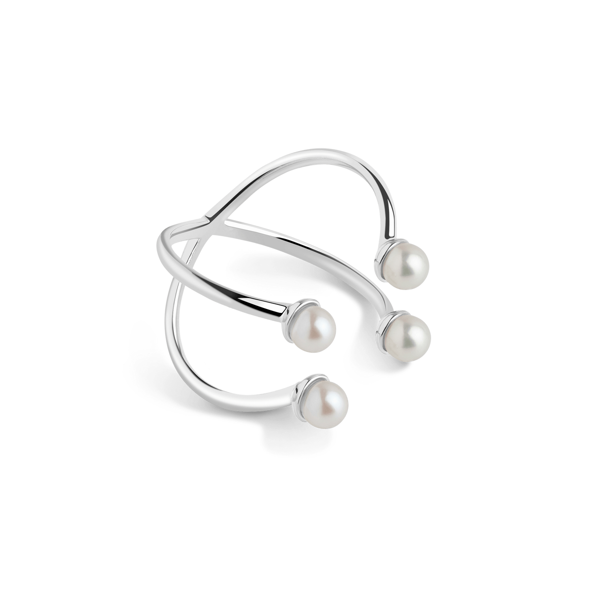 Quadripearl Ring Sterling Silver White Gold Vermeil 14k White Gold 18k White Gold Side