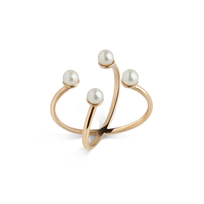 Quadripearl Ring Yellow Gold Vermeil 14k Yellow Gold 18k Yellow Gold Laid down   First
