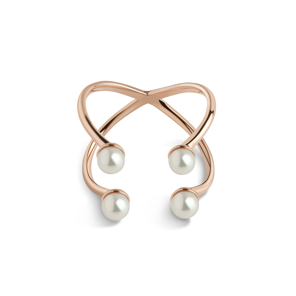 Quadripearl Ring Rose Gold Vermeil 14k Rose Gold 18k Rose Gold Half Side