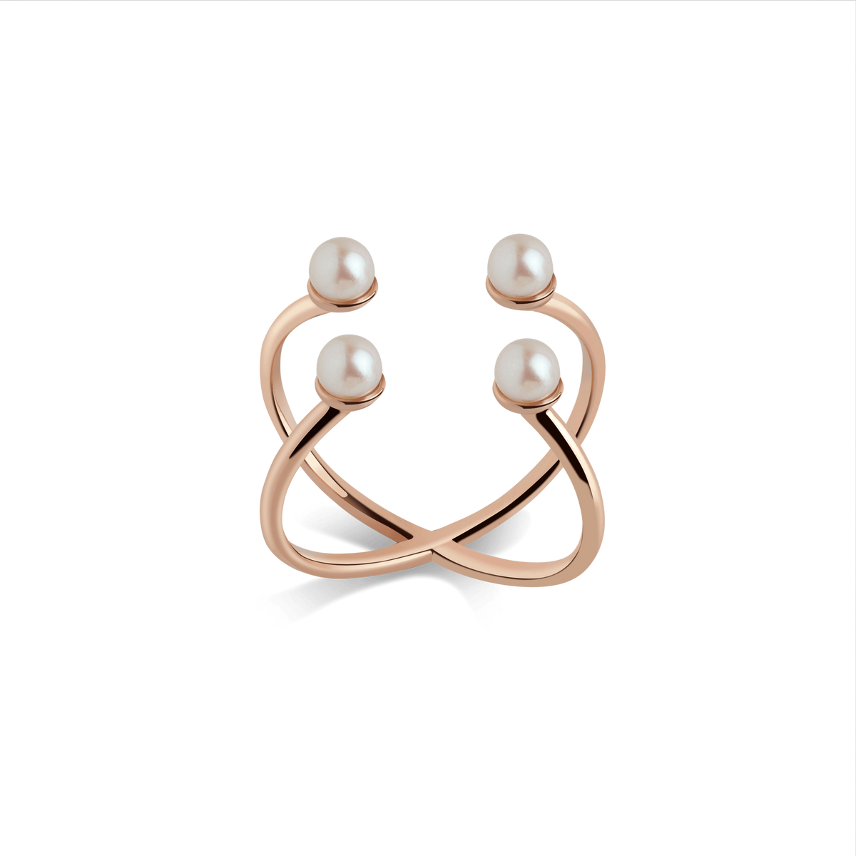 Quadripearl Ring Rose Gold Vermeil 14k Rose Gold 18k Rose Gold Half Side