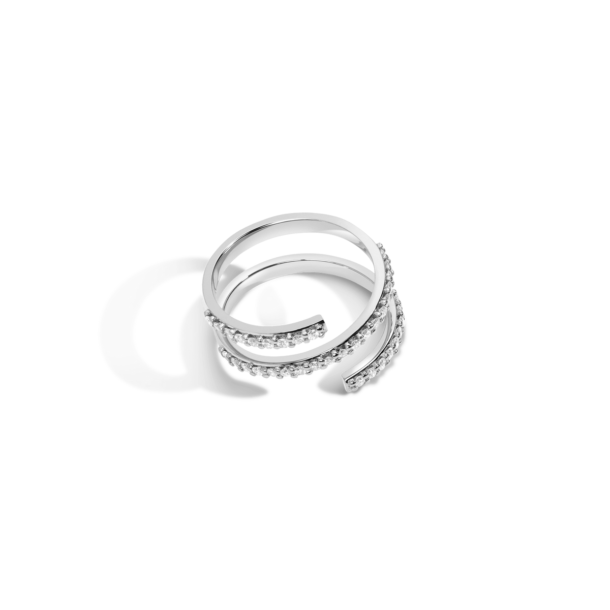 Wraparound Ring  Sterling Silver White Gold Vermeil 14k White Gold 18k White Gold White Diamonds Laid down