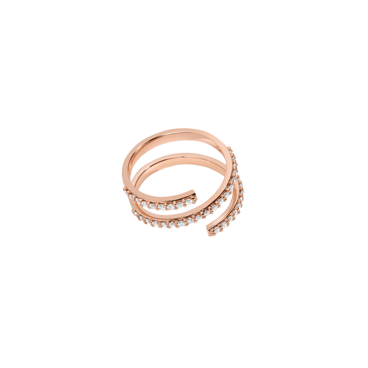 Wraparound Ring  Rose Gold Vermeil 14k Rose Gold 18k Rose Gold White Diamonds Laid down