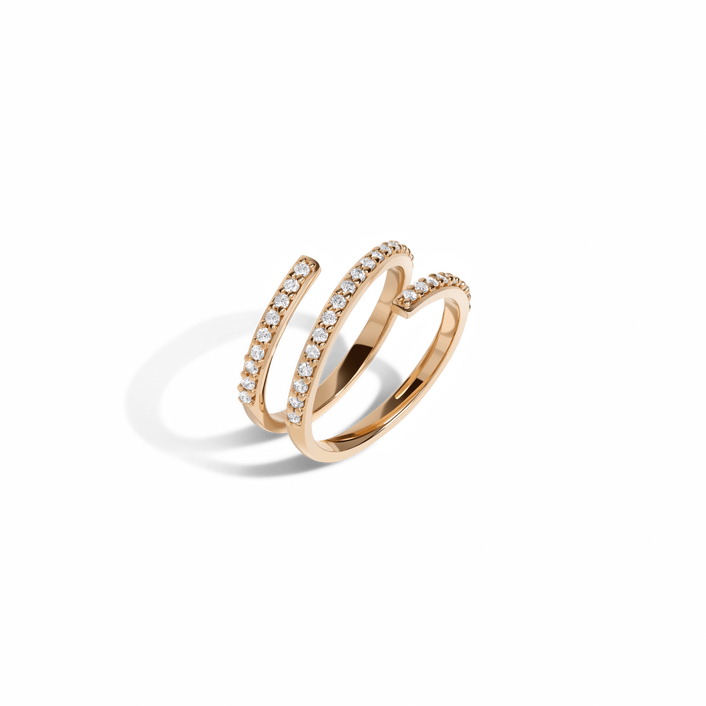 Wraparound Ring  Yellow Gold Vermeil 14k Yellow Gold 18k Yellow Gold White Diamonds Half Side   Front First