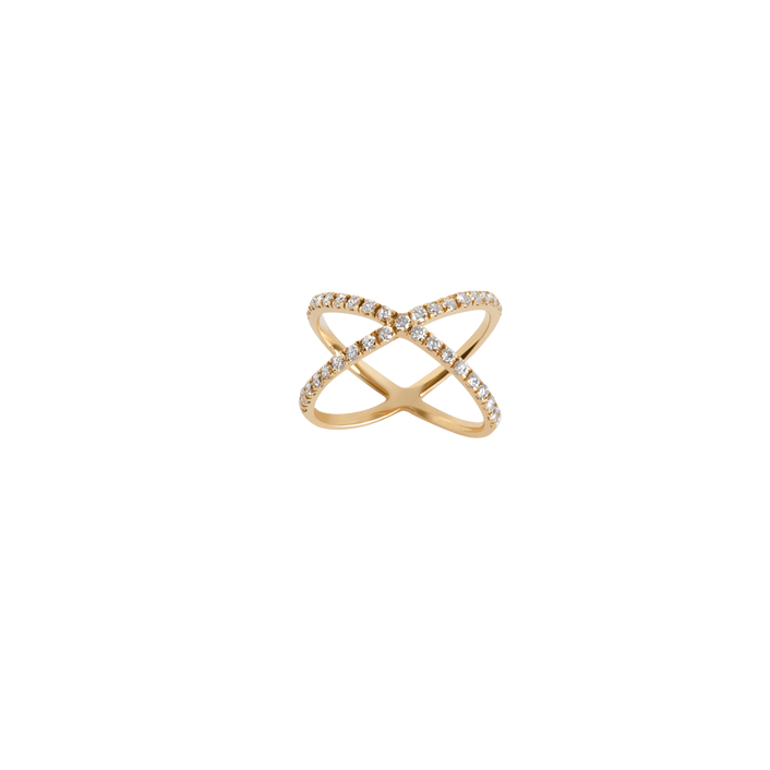 X Ring  Yellow Gold Vermeil 14k Yellow Gold 18k Yellow Gold White Diamonds    Front First