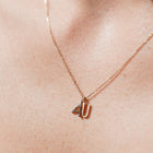 Double Mini Letter Charm Pendant with Black Diamonds