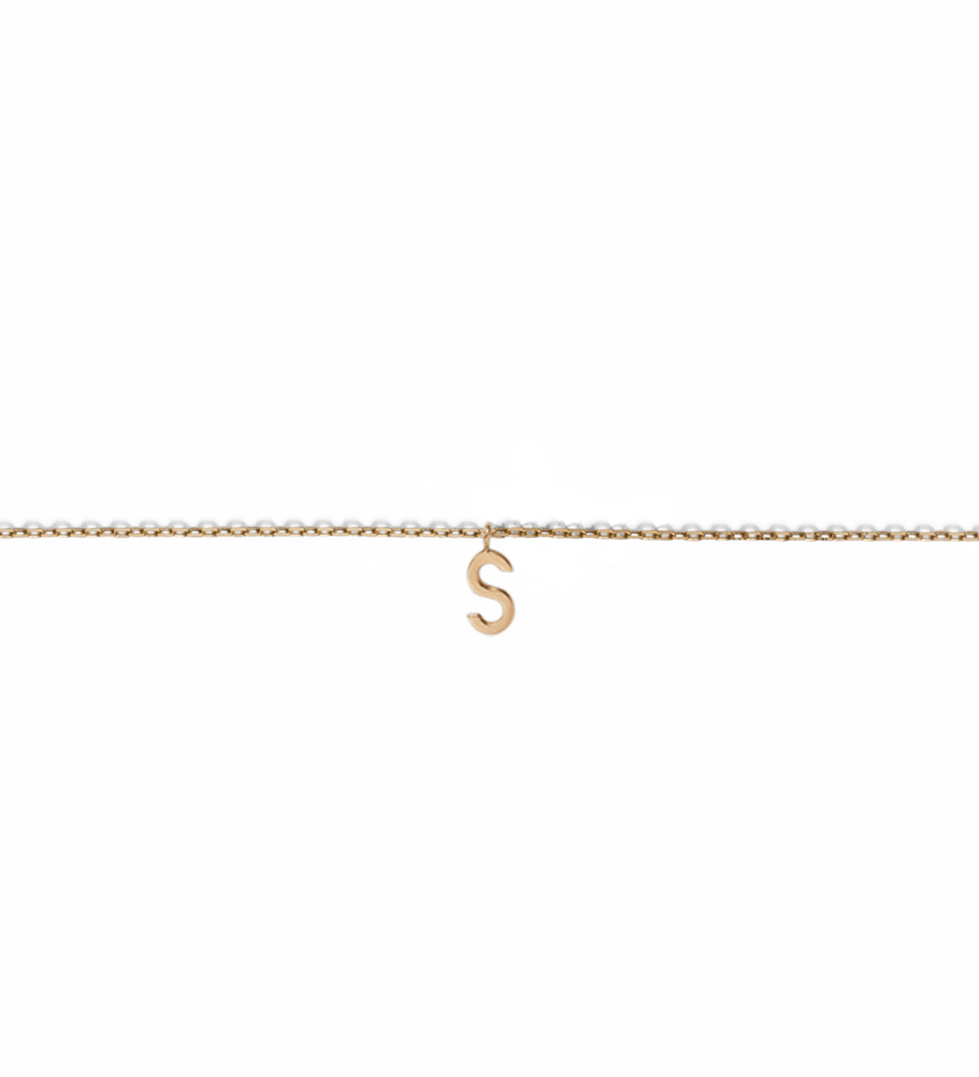 Mini Gold Letter Charm Bracelet 14K 14k 18K 18k Yellow Gold First  -A-  -B-  -C-  -D-  -E-  -F-  -G-  -H-  -I-  -J-  -K-  -L- -M-  -N-  -O-  -P-  -Q-  -R-  -S-  -T-  -U-  -V-  -W-  -X-  -Y-  -Z-