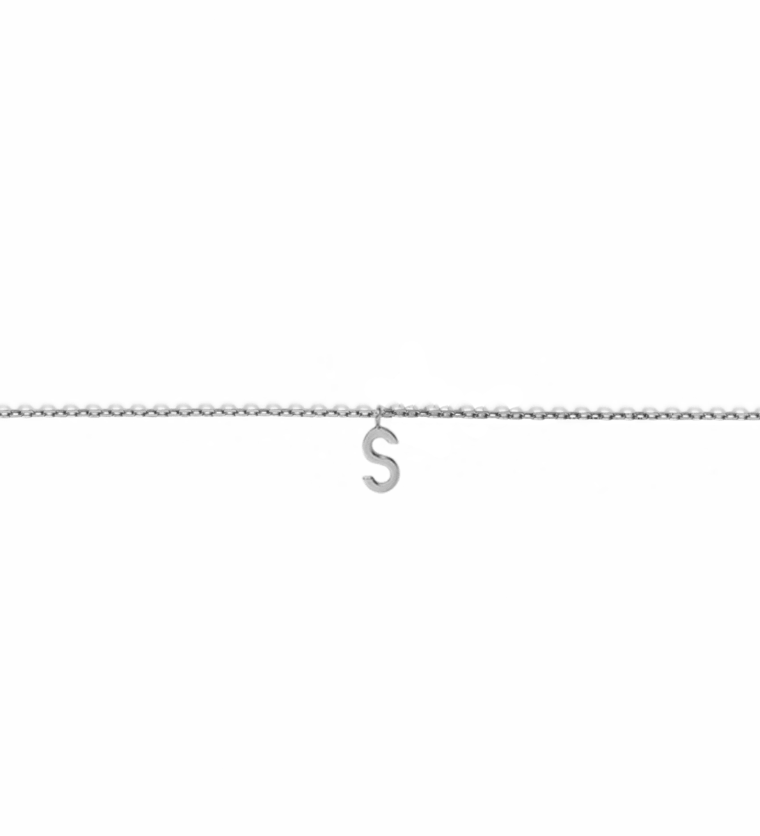Mini Gold Letter Charm Bracelet 14K 14k 18K 18k White Gold  First  -A-  -B-  -C-  -D-  -E-  -F-  -G-  -H-  -I-  -J-  -K-  -L- -M-  -N-  -O-  -P-  -Q-  -R-  -S-  -T-  -U-  -V-  -W-  -X-  -Y-  -Z-